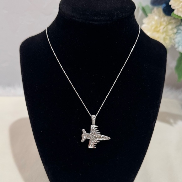 SOLD‼️Swarovski Crystal Airplane 925 Sterling Silver Necklace - Picture 8 of 11